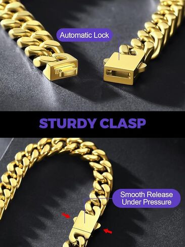 Richsteel 5/7/9/12mm Wide Miami Cuban Link Chain Bracelet for Men Women,Stainless Steel/Gold/Black Plated,7.4/8.2/9 Inch Length,Hip Hop Urban Street-wear Jewelry(Gift Wrapped) in Saudi Arabia