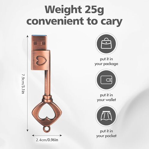 محرك أقراص فلاش USB 3.0 عالي السرعة، عصا ذاكرة USB على شكل مفتاح الحب القديم، محرك إبهام للصور والموسيقى وتخزين الملفات (64 جيجابايت) in Kuwait