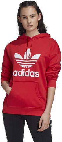 سترة بغطاء للرأس Adicolor Trefoil للنساء من adidas Originals، أبيض، مقاس صغير in Kuwait