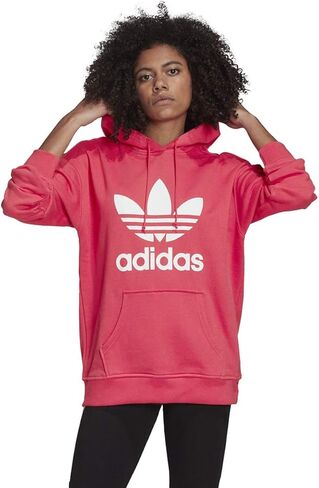 سترة بغطاء للرأس Adicolor Trefoil للنساء من adidas Originals، أبيض، مقاس صغير in Kuwait