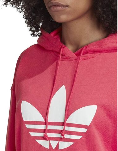 سترة بغطاء للرأس Adicolor Trefoil للنساء من adidas Originals، أبيض، مقاس صغير in Kuwait