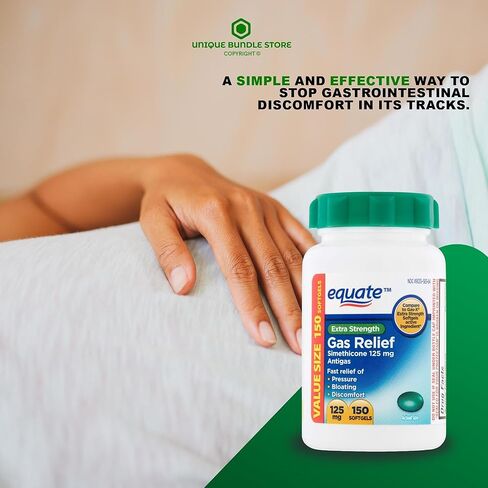 Simethicone 125 mg ، 150 Count Softgels حجم القيمة ، إغاثة غاز قوة إضافية + 7 أيام منظم حبوب منع الحمل (حزمة 2) in Kuwait
