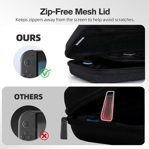 حقيبة حمل OZZYA لجهاز Nintendo Switch 2، هيكل صلب واقٍ، فتحة AirTag، جراب شبكي مزود بخطاف وحلقة مخفية، حزام رفع، 12 بطاقة ألعاب و6 وحدات تخزين microSD، بطانة ناعمة، أسود in Kuwait