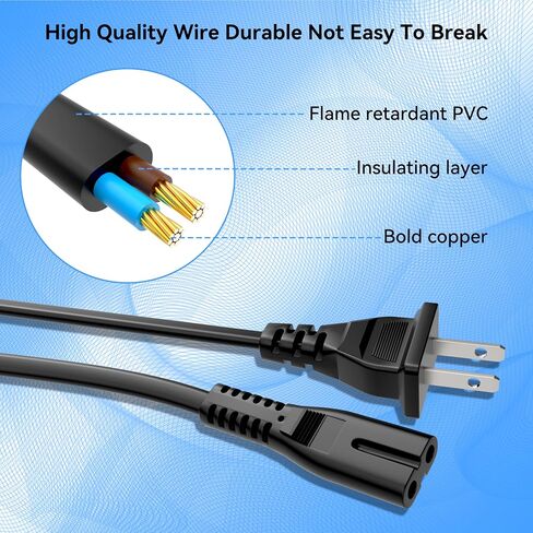 AC Power Cord Cable for Epson EcoTank ET-2800 ET-2803 ET-2850 ET-3830 WF-2850 Stylus NX625, Ecotank ET-2760 ET-2720 ET-2750 ET-4760, and More Printer in Saudi Arabia