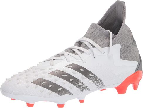 adidas boys Predator Freak.3 Firm Ground Cleats, Clear Grey/Cloud White/Solar Yellow, 5 Big Kid in Saudi Arabia