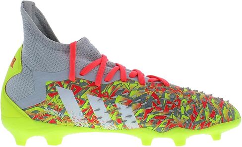 حذاء Adidas Boys Predator Freak.3 للأرضيات الصلبة، رمادي شفاف/أبيض سحابي/أصفر شمسي، 5 للأطفال الكبار in Saudi Arabia