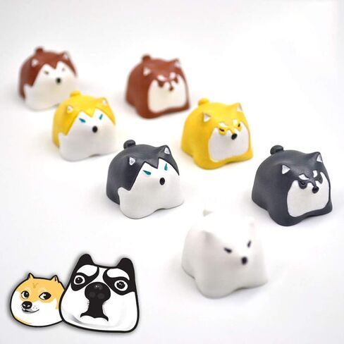 أغطية مفاتيح راتينج ملونة بتصميم Husky Samoyed Alaska للوحة مفاتيح الألعاب الميكانيكية Cherry Mx Switch أصفر وأبيض وبني ورمادي اللون (Keycaps5) in Kuwait