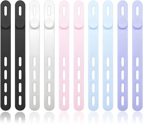 10 Pack Silicone Cable Ties Cord Organizer Wrap,Reusable Washable Wire Charger Cable Ties Strap Management with Lock Buckle, Electrical Cord Keeper for Travel Home, Black in Saudi Arabia