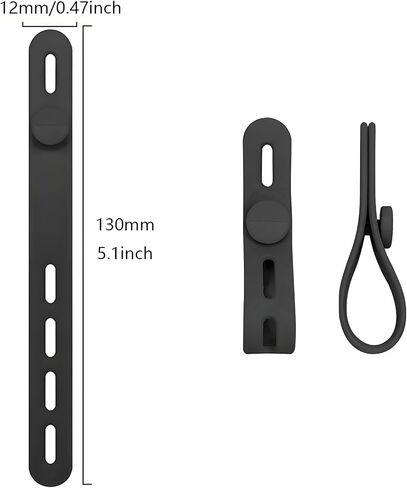 10 Pack Silicone Cable Ties Cord Organizer Wrap,Reusable Washable Wire Charger Cable Ties Strap Management with Lock Buckle, Electrical Cord Keeper for Travel Home, Black in Saudi Arabia
