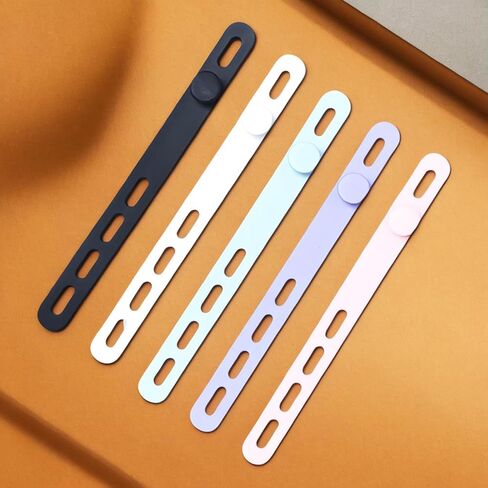 10 Pack Silicone Cable Ties Cord Organizer Wrap,Reusable Washable Wire Charger Cable Ties Strap Management with Lock Buckle, Electrical Cord Keeper for Travel Home, Black in Saudi Arabia