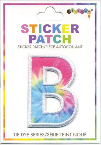 iscream Pastel Tie Dye Embroidered Accent Alphabet Initial 2.5" Adhesive Back Patch in Saudi Arabia