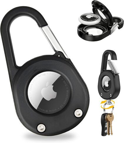 Compatible with Airtag Holder Keychain Case: Ipx8 Waterproof Anti Theft Secure Air Tag Key Chain Scratch Carabiner Airtags Accessories Protective Cover Tracker for Pet Luggage Bag Kids Backpack Black in Saudi Arabia