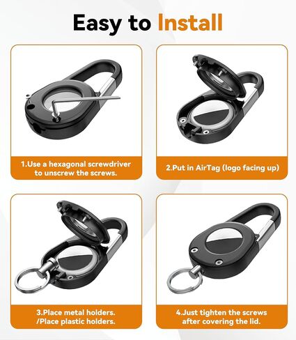 Compatible with Airtag Holder Keychain Case: Ipx8 Waterproof Anti Theft Secure Air Tag Key Chain Scratch Carabiner Airtags Accessories Protective Cover Tracker for Pet Luggage Bag Kids Backpack Black in Saudi Arabia