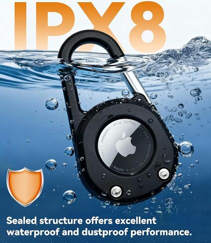 Compatible with Airtag Holder Keychain Case: Ipx8 Waterproof Anti Theft Secure Air Tag Key Chain Scratch Carabiner Airtags Accessories Protective Cover Tracker for Pet Luggage Bag Kids Backpack Black in Saudi Arabia
