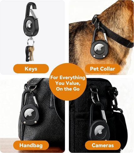 Compatible with Airtag Holder Keychain Case: Ipx8 Waterproof Anti Theft Secure Air Tag Key Chain Scratch Carabiner Airtags Accessories Protective Cover Tracker for Pet Luggage Bag Kids Backpack Black in Saudi Arabia