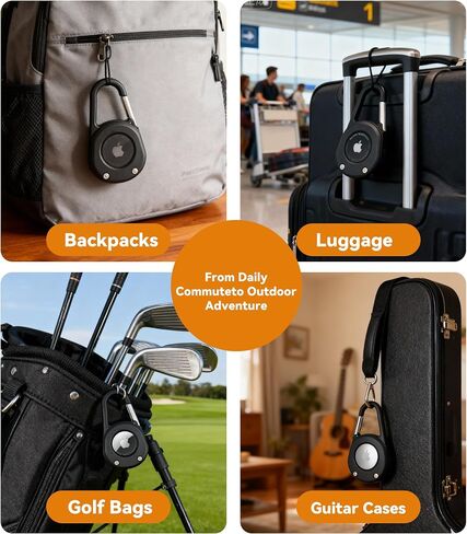 Compatible with Airtag Holder Keychain Case: Ipx8 Waterproof Anti Theft Secure Air Tag Key Chain Scratch Carabiner Airtags Accessories Protective Cover Tracker for Pet Luggage Bag Kids Backpack Black in Saudi Arabia