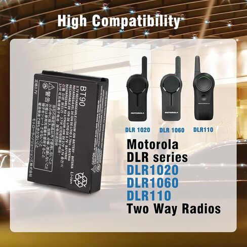 2pc1800mAh BT90 HKNN4013 HKNN4013A استبدال 3.7 فولت بطارية ليثيوم أيون متوافقة مع Motorola DLR Series DLR1020 DLR1060 DLR110 أجهزة الراديو ثنائية الاتجاه (AMCLBT90-1800-D) in Saudi Arabia