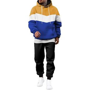 Jmierr Men's Hoodie Tracksuit 2 قطع مجموعة ألوان حداثة بلوك Pullover Fleece Hoodies طويلة الأكمام in Kuwait