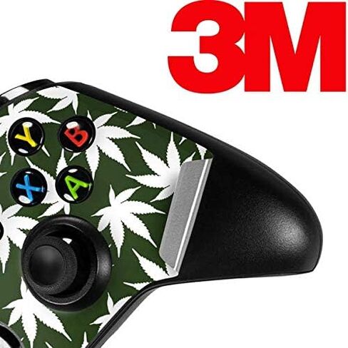 غلاف Skinit المخصص للألعاب متوافق مع وحدة تحكم Xbox One S - تصميم بنمط أوراق الماريجوانا باللون الأبيض المصمم في الأصل in Kuwait