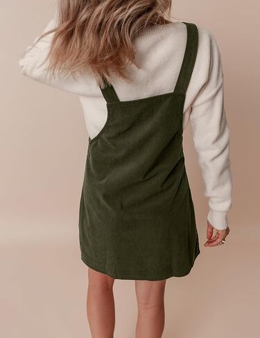 IDEALSANXUN Womens Corduroy Overall Dress Fall Winter Casual Jumper Pinafore Mini Dress in Saudi Arabia