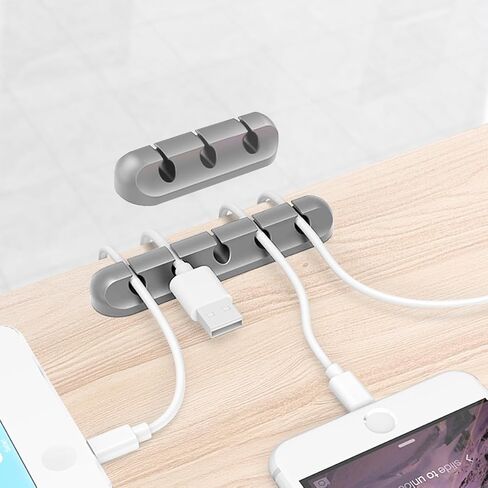 2 Packs Cord Organizer, Cable Clips Cord Holder, Cable Management Power Wire Cord Clips, Cable Labels (5, 3 Black) in Saudi Arabia