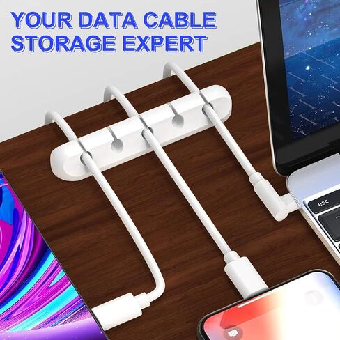 2 Packs Cord Organizer, Cable Clips Cord Holder, Cable Management Power Wire Cord Clips, Cable Labels (5, 3 Black) in Saudi Arabia