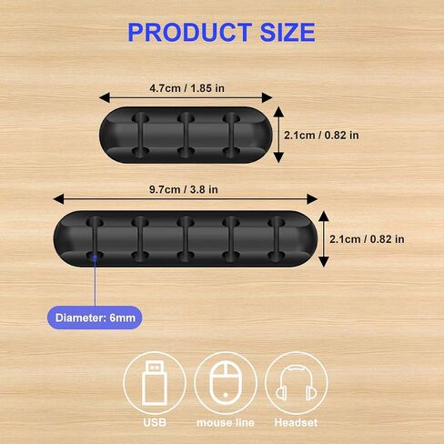 2 Packs Cord Organizer, Cable Clips Cord Holder, Cable Management Power Wire Cord Clips, Cable Labels (5, 3 Black) in Saudi Arabia
