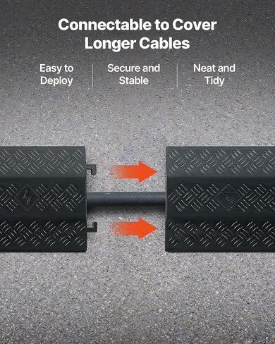 VEVOR Drop Over Cable Cover Ramp، 2000 رطل / سعة تحميل المحور، منحدر حامي خرطوم الكابل عالي التحمل، غطاء سلك الأرضية لمناطق المرور العالية المشي داخليًا وخارجيًا، المنزل والمكتب والمستودعات والمدرسة in Saudi Arabia