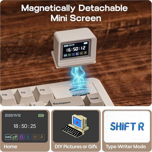 لوحة مفاتيح ميكانيكية لاسلكية EPOMAKER RT82 مع شاشة، VIA Custom، 2.4 جيجا هرتز/USB-C/BT5.0، إضاءة خلفية RGB، حشية، 5 حشوات، أغطية مفاتيح PBT، لوحة مفاتيح ألعاب Hot-Swap Retro (يشم كريمي) in Saudi Arabia