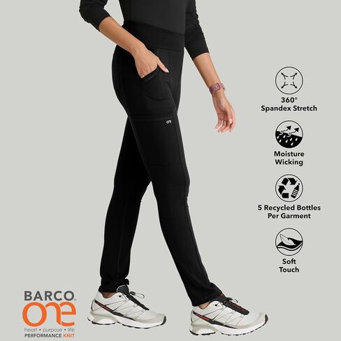 Barco One Performance متماسكة ، سابقة سابقة للنساء-سراويل أسود ، 6 جيبات متوسطة الارتفاع مع امتداد 360 spandex in Saudi Arabia