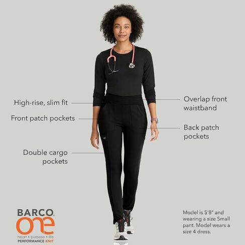 Barco One Performance متماسكة ، سابقة سابقة للنساء-سراويل أسود ، 6 جيبات متوسطة الارتفاع مع امتداد 360 spandex in Saudi Arabia