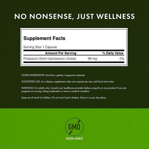 Swanson Potassium Citrate - Mineral Supplement Promoting Heart Health & Energy Support - Aids Optimal Nerve & Kidney Function with Natural Ingredients - (120 Capsules, 99mg Each) in Saudi Arabia