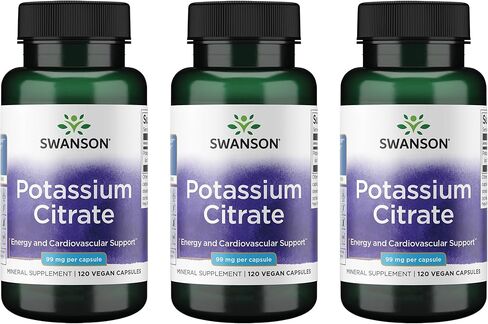 Swanson Potassium Citrate - Mineral Supplement Promoting Heart Health & Energy Support - Aids Optimal Nerve & Kidney Function with Natural Ingredients - (120 Capsules, 99mg Each) in Saudi Arabia