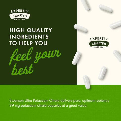 Swanson Potassium Citrate - Mineral Supplement Promoting Heart Health & Energy Support - Aids Optimal Nerve & Kidney Function with Natural Ingredients - (120 Capsules, 99mg Each) in Saudi Arabia