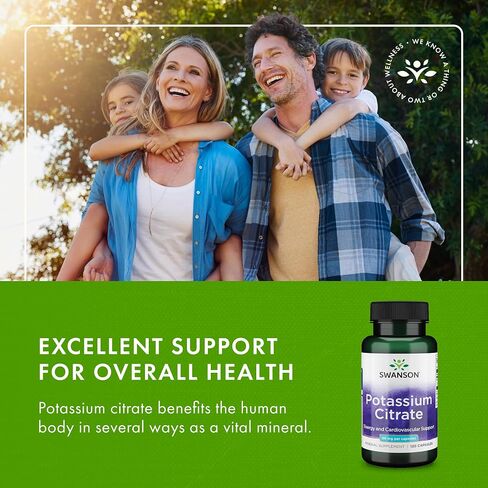 Swanson Potassium Citrate - Mineral Supplement Promoting Heart Health & Energy Support - Aids Optimal Nerve & Kidney Function with Natural Ingredients - (120 Capsules, 99mg Each) in Saudi Arabia