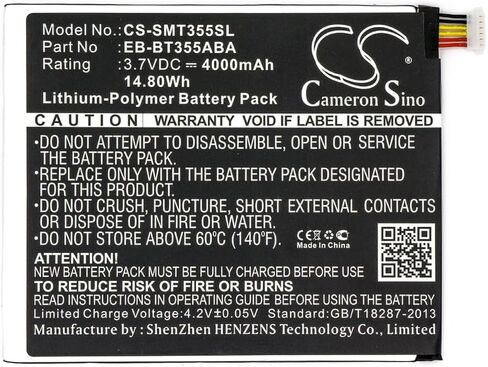 4000mAh Battery Compatible with Samsung Galaxy Tab A, SM-T355, SM-P355, SM-P355C, SM-P355Y, SM-T355, SM-T355C, SM-T357T, SM-T357W, for Part No. EB-BT355ABE in Saudi Arabia