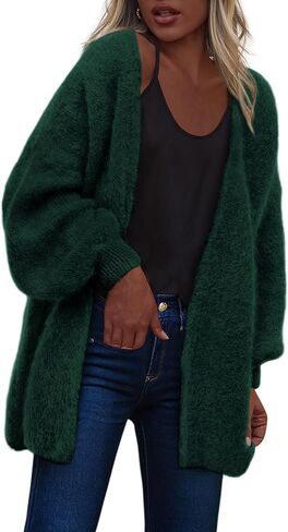 Dowerme Women Open Cardigans الأمامية العصرية خريف الأكمام الطويلة إسقاط الكتف ناعم متماسكة سترة الشتاء الشتاء in Saudi Arabia
