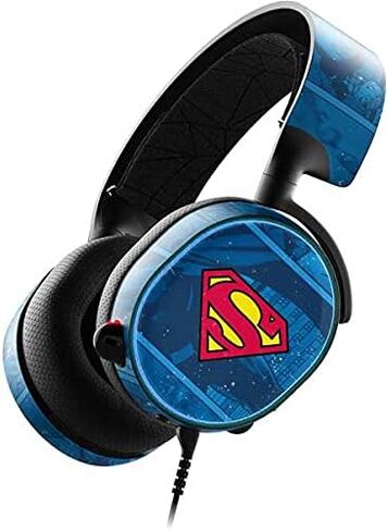 غلاف صوتي لصائق Skinit متوافق مع SteelSeries Arctis 3 - تصميم نمط خلفية شعار DC Comics Superman المرخص رسميًا in Saudi Arabia