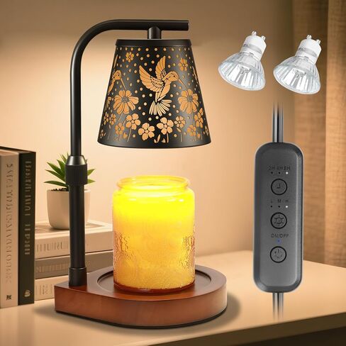 شمعة دافئة مصباح مع مؤقت و dimmer- الشمع الكهربائي ذوبان أكثر دفئا مع ارتفاع قابل للتعديل للشموع المعطرة ، العطور ديكور المنزل وهدايا عيد ميلاد الاحترار للنساء للنساء أمي in Kuwait