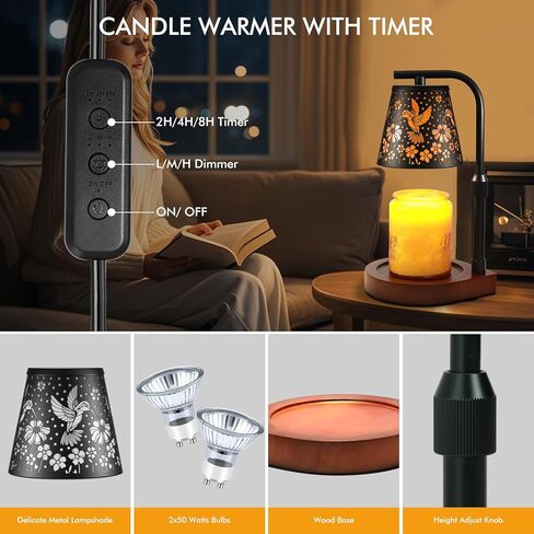 شمعة دافئة مصباح مع مؤقت و dimmer- الشمع الكهربائي ذوبان أكثر دفئا مع ارتفاع قابل للتعديل للشموع المعطرة ، العطور ديكور المنزل وهدايا عيد ميلاد الاحترار للنساء للنساء أمي in Kuwait