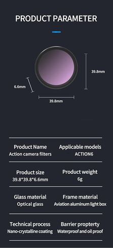 مرشح عدسة CPL UV ND8/16/32 ND/PL8/16/32/64 Black Mist1/4 Macro-15x Night واسع الزاوية لملحقات مرشح DJI Osmo Action 6 ذات الكثافة المحايدة (الأشعة فوق البنفسجية) in Kuwait