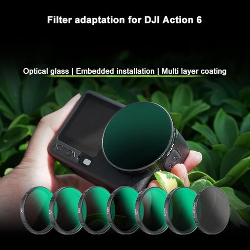 مجموعة فلاتر كاميرا الحركة لـ DJI Osmo Action 6، UV/ND8/ND16/ND32/CPL/BLACK Mist 1/4 مرشحات لملحقات DJI Osmo Action 6، عدسة كاميرا محايدة الكثافة (UV) in Kuwait