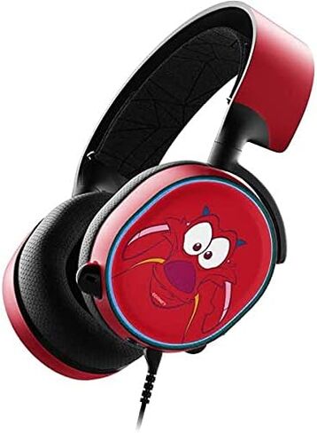غلاف صوتي لصائق Skinit متوافق مع SteelSeries Arctis 3 - تصميم Disney Mulan Mushu المرخص رسميًا in Saudi Arabia