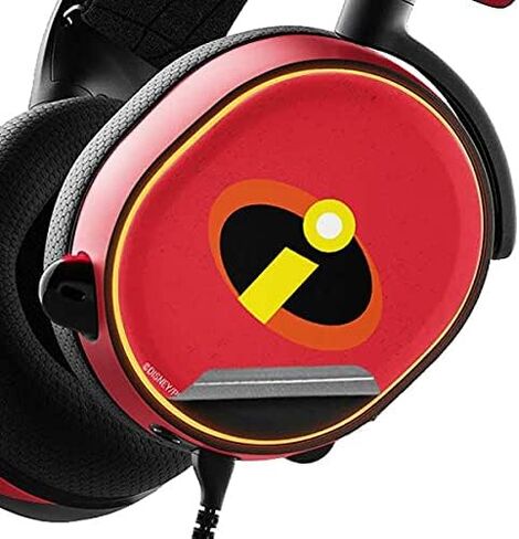 غلاف صوتي لصائق Skinit متوافق مع SteelSeries Arctis 3 - تصميم شعار Disney The Incredibles الرئيسي المرخص رسميًا in Saudi Arabia
