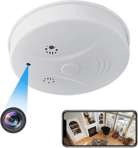 كاميرا خفية كاشف الدخان فيديو كاميرا صغيرة 1080P HD كاميرا واي فاي لاسلكية مع رؤية ليلية وكشف الحركة كاميرا أمان داخلية in Kuwait