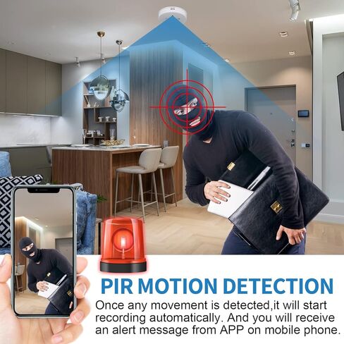 كاميرا خفية كاشف الدخان فيديو كاميرا صغيرة 1080P HD كاميرا واي فاي لاسلكية مع رؤية ليلية وكشف الحركة كاميرا أمان داخلية in Kuwait