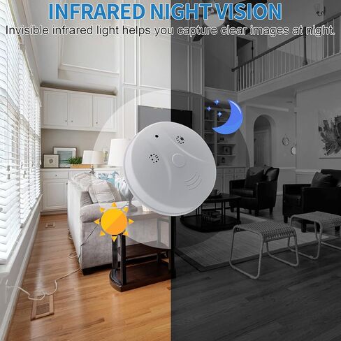 كاميرا خفية كاشف الدخان فيديو كاميرا صغيرة 1080P HD كاميرا واي فاي لاسلكية مع رؤية ليلية وكشف الحركة كاميرا أمان داخلية in Kuwait