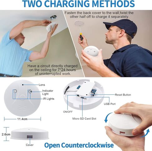 كاميرا خفية كاشف الدخان فيديو كاميرا صغيرة 1080P HD كاميرا واي فاي لاسلكية مع رؤية ليلية وكشف الحركة كاميرا أمان داخلية in Kuwait