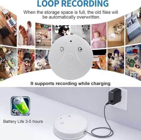 كاميرا خفية كاشف الدخان فيديو كاميرا صغيرة 1080P HD كاميرا واي فاي لاسلكية مع رؤية ليلية وكشف الحركة كاميرا أمان داخلية in Kuwait