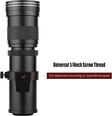 Qiilu 420-800mm Super telephoto Zoom Lens, CPL, Filters Set, 2X teleconverter Lens and Adapter, Professional Photography kit for shutterbugs, Manual Focusing with T Mount telephoto (Black) in Saudi Arabia